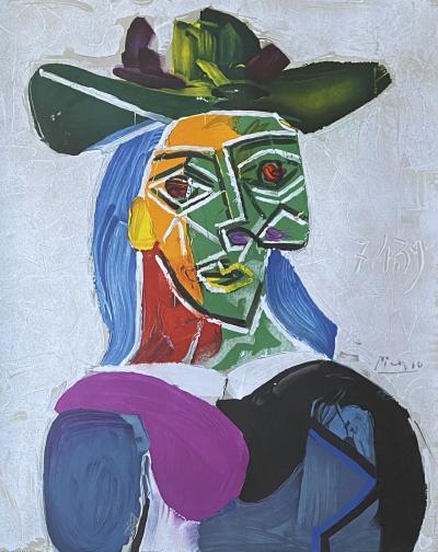 Pablo PICASSO (d’après) - Femme au chapeau (Dora Maar) - Lithographie signée dans la planche 2